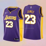 Kid's Los Angeles Lakers LeBron James NO 23 Statement 2018 Purple Jersey