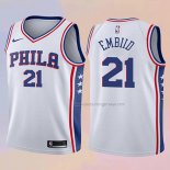Kid's Philadelphia 76ers Joel Embiid NO 21 2017-18 White Jersey
