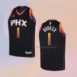Kid's Phoenix Suns Devin Booker NO 1 Statement 2022-23 Black Jersey