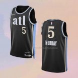 Men's Atlanta Hawks Dejounte Murray NO 5 City 2023-24 Black Jersey