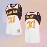 Men's Atlanta Hawks Dominique Wilkins NO 21 Mitchell & Ness 1986-87 White Jersey