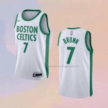 Men's Boston Celtics Jaylen Brown NO 7 City 2020-21 White Jersey