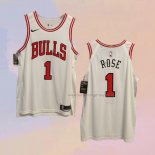 Men's Chicago Bulls Derrick Rose NO 1 Association Authentic White Jersey
