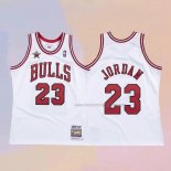 Men's Chicago Bulls Michael Jordan NO 23 Mitchell & Ness 1998 White Jersey