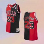 Men's Chicago Bulls Michael Jordan NO 23 Split Black Red Jersey