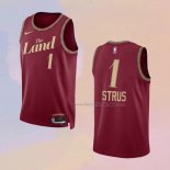 Men's Cleveland Cavaliers Max Strus NO 1 City 2023-24 Red Jersey