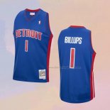 Men's Detroit Pistons Chauncey Billups NO 1 Mitchell & Ness 2003-04 Blue Jersey