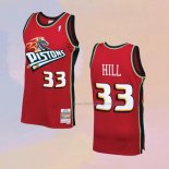 Men's Detroit Pistons Grant Hill NO 33 Mitchell & Ness 1999-00 Red Jersey