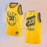 Men's Golden State Warriors Stephen Curry NO 30 Mitchell & Ness 2019-20 Yellow Jersey