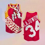 Men's Houston Rockets Hakeem Olajuwon NO 34 Mitchell & Ness Big Face Red Jersey