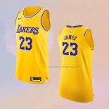 Men's Los Angeles Lakers LeBron James NO 23 Icon Authentic Yellow Jersey