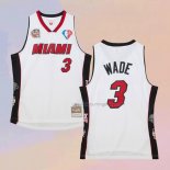 Men's Miami Heat Dwyane Wade NO 3 Mitchell & Ness 2003-19 White Jersey