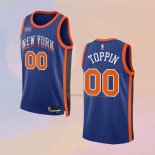 Men's New York Knicks Jacob Toppin NO 00 City 2023-24 Blue Jersey