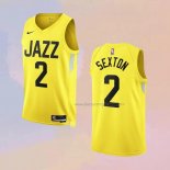 Men's Utah Jazz Collin Sexton NO 2 Icon 2022-23 Yellow Jersey