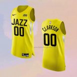 Men's Utah Jazz Jordan Clarkson NO 00 Icon Authentic 2022-23 Yellow Jersey