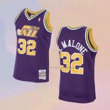 Men's Utah Jazz Karl Malone NO 32 Mitchell & Ness 1991-92 Purple Jersey