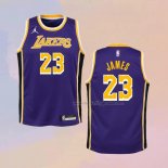 Kid's Los Angeles Lakers LeBron James NO 23 Statement Purple Jersey