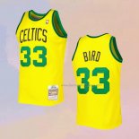 Men's Boston Celtics Larry Bird NO 33 Mitchell & Ness 1985-86 Yellow Jersey