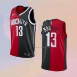 Men's Brooklyn Nets Houston Rockets James Harden NO 13 Split Black Red Jersey