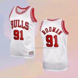 Men's Chicago Bulls Dennis Rodman NO 91 Mitchell & Ness 1997-98 White Jersey