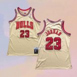 Men's Chicago Bulls Michael Jordan NO 23 Throwback Cream Jersey