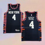 Men's New York Knicks Derrick Rose NO 4 City Edition 2019-20 Blue Jersey
