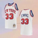 Men's New York Knicks Patrick Ewing NO 33 Mitchell & Ness 1985-86 White Jersey
