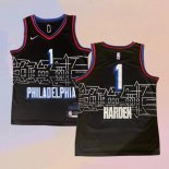 Men's Philadelphia 76ers James Harden NO 1 City 2020-21 Black Jersey