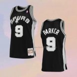 Men's San Antonio Spurs Tony Parker NO 9 Mitchell & Ness 2001-02 Black Jersey