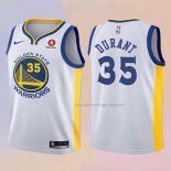 Kid's Golden State Warriors Kevin Durant NO 35 2017-18 White Jersey