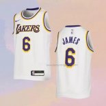 Kid's Los Angeles Lakers LeBron James NO 6 Association 2022-23 White Jersey