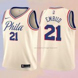 Kid's Philadelphia 76ers Joel Embiid NO 21 City Cream Jersey