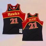 Men's Atlanta Hawks Dominique Wilkins NO 21 Mitchell & Ness 1986-87 Black Jersey