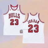 Men's Chicago Bulls Michael Jordan NO 23 Mitchell & Ness 1996-97 White Jersey