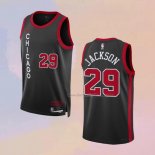 Men's Chicago Bulls Quenton Jackson NO 29 City 2023-24 Black Jersey