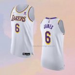 Men's Los Angeles Lakers LeBron James NO 6 Association Authentic White Jersey