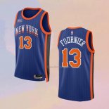 Men's New York Knicks Evan Fournier NO 13 City 2023-24 Blue Jersey