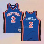 Men's New York Knicks Larry Johnson NO 2 Hardwood Classics Throwback Blue Jersey