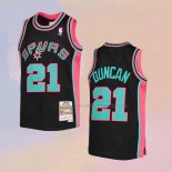 Men's San Antonio Spurs Tim Duncan NO 21 Mitchell & Ness 1998-99 Pink Black Jersey