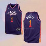 Kid's Phoenix Suns Devin Booker NO 1 City 2023-24 Purple Jersey