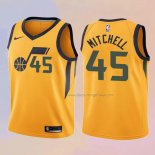 Kid's Utah Jazz Donovan Mitchell NO 45 Statement 2017-18 Yellow Jersey