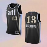 Men's Atlanta Hawks Bogdan Bogdanovic NO 13 City 2023-24 Black Jersey