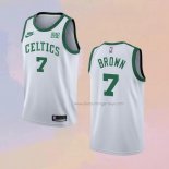 Men's Boston Celtics Jaylen Brown NO 7 75th Anniversary White Jersey