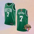 Men's Boston Celtics Jaylen Brown NO 7 Icon 2022 NBA Finals Green Jersey