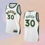 Men's Boston Celtics Sam Hauser NO 30 City 2023-24 White Jersey