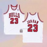 Men's Chicago Bulls Michael Jordan NO 23 Hardwood Classics Throwback 1997-98 White Jersey
