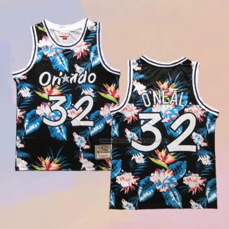 Men's Orlando Magic Shaquille O'neal NO 32 Floral Fashion Black Jersey