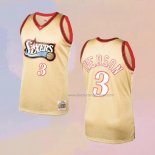 Men's Philadelphia 76ers Allen Iverson NO 3 Mitchell & Ness 1997-98 Gold Jersey