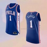 Men's Philadelphia 76ers James Harden NO 1 Icon 2021-2022 Authentic Blue Jersey