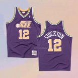 Men's Utah Jazz John Stockton NO 12 Mitchell & Ness 1991-92 Purple Jersey